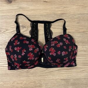 Floral Lace Black Racerback Bra